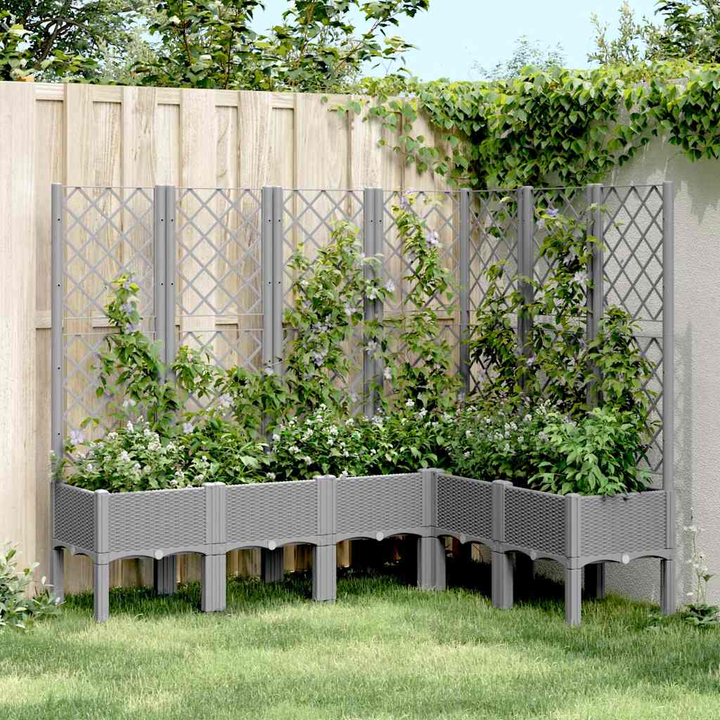 plantekasse med espalier 160x120x142 cm PP lysegrå
