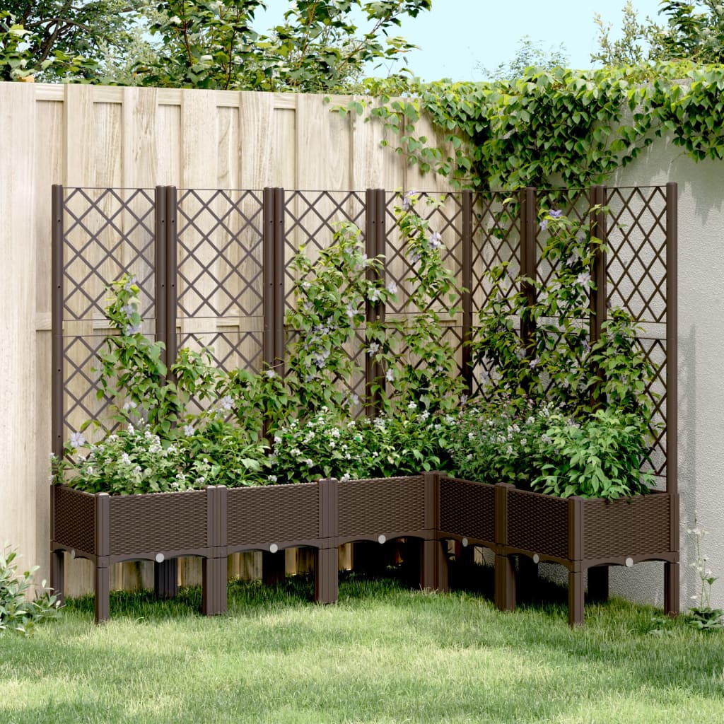plantekasse med espalier 160x120x142 cm PP brun