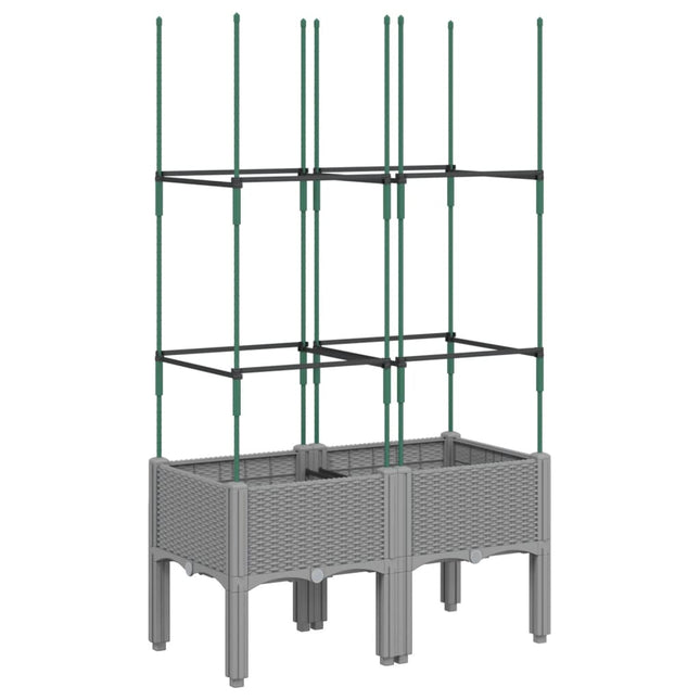 plantekasse med espalier 80x40x142,5 cm PP lysegrå