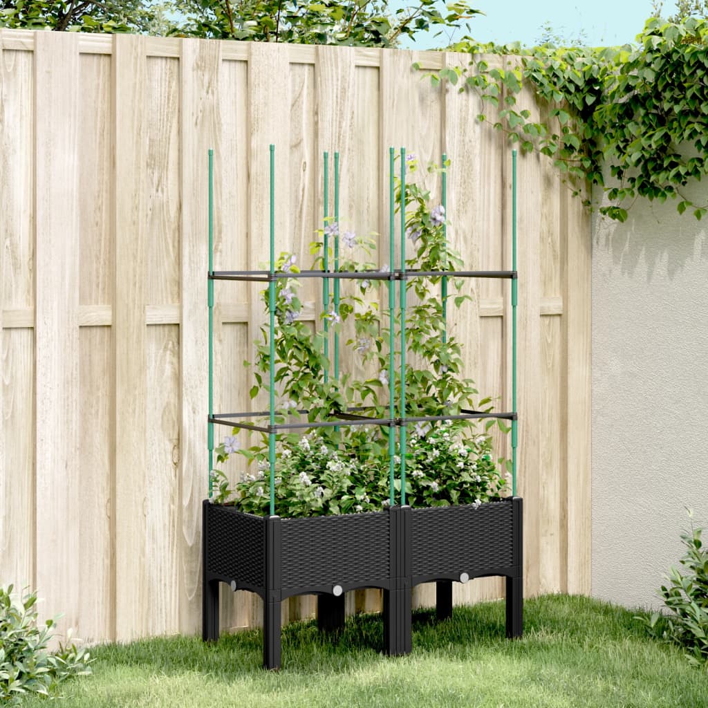 plantekasse med espalier 80x40x142,5 cm PP sort