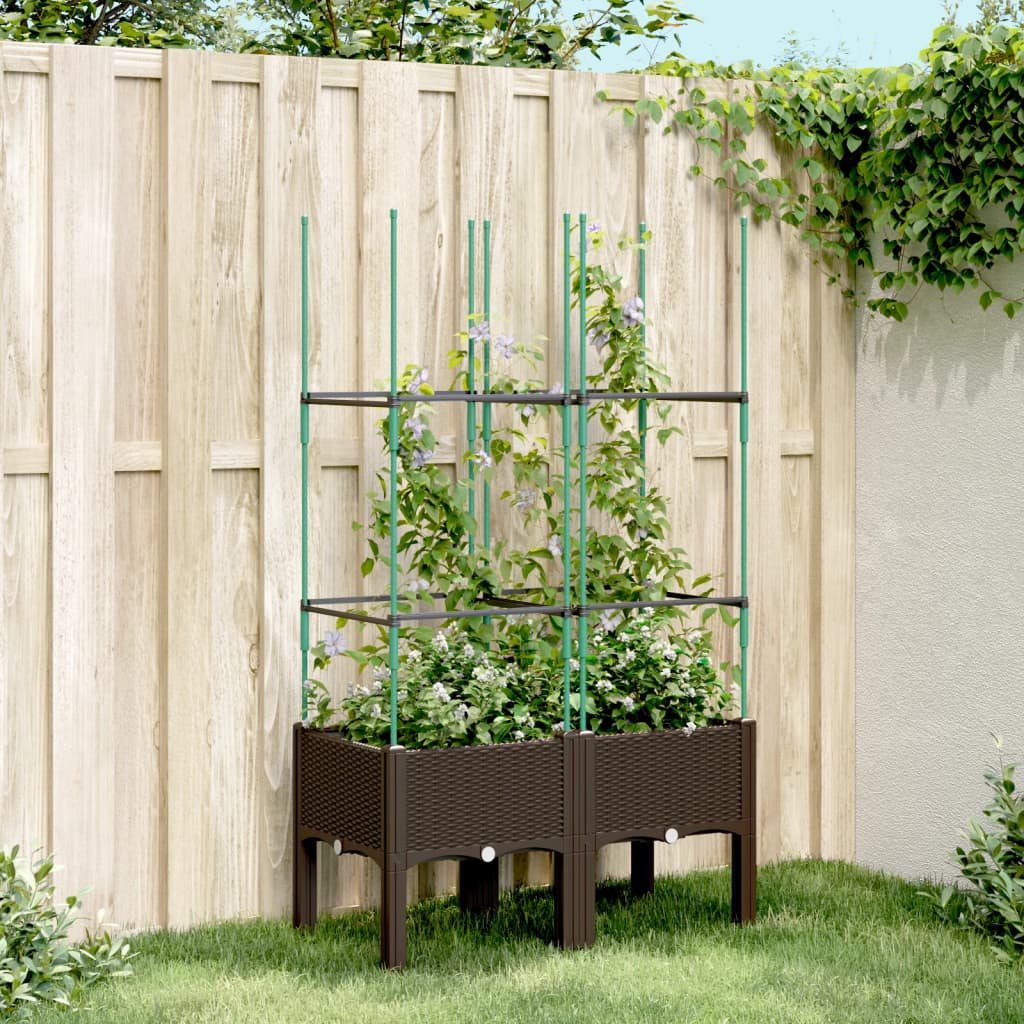 plantekasse med espalier 80x40x142,5 cm PP brun
