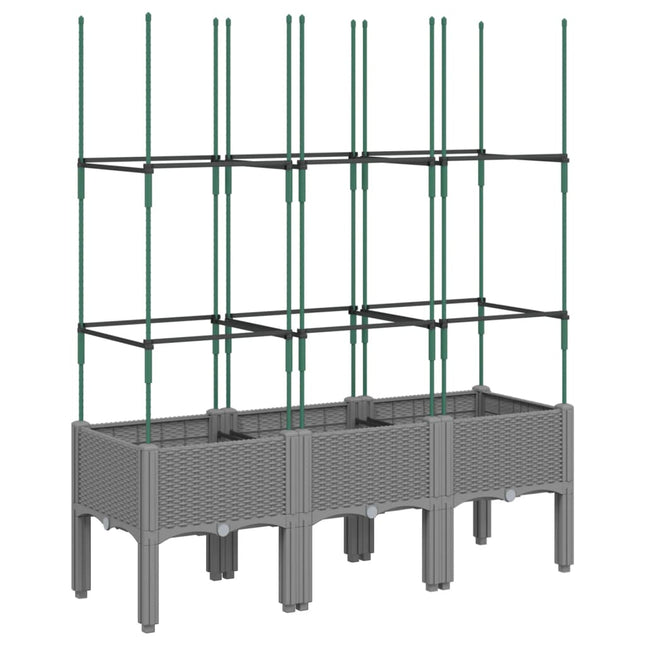 plantekasse med espalier 120x40x142,5 cm PP lysegrå