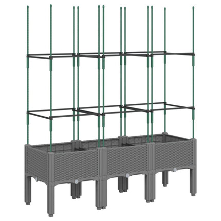 plantekasse med espalier 120x40x142,5 cm PP lysegrå