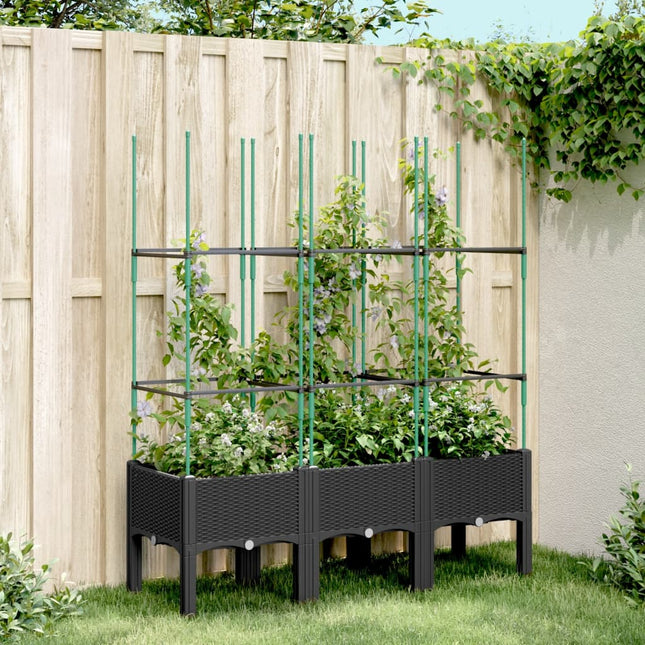 plantekasse med espalier 120x40x142,5 cm PP sort
