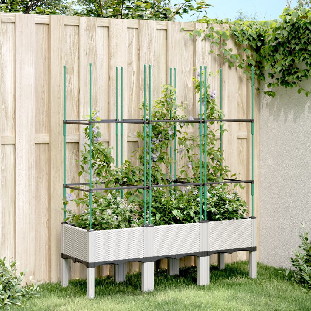 plantekasse med espalier 120x40x142,5 cm PP hvid