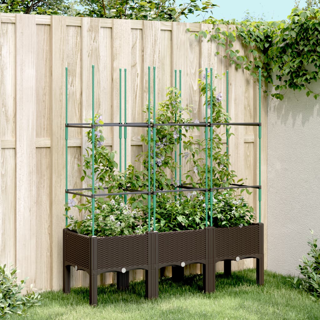 plantekasse med espalier 120x40x142,5 cm PP brun
