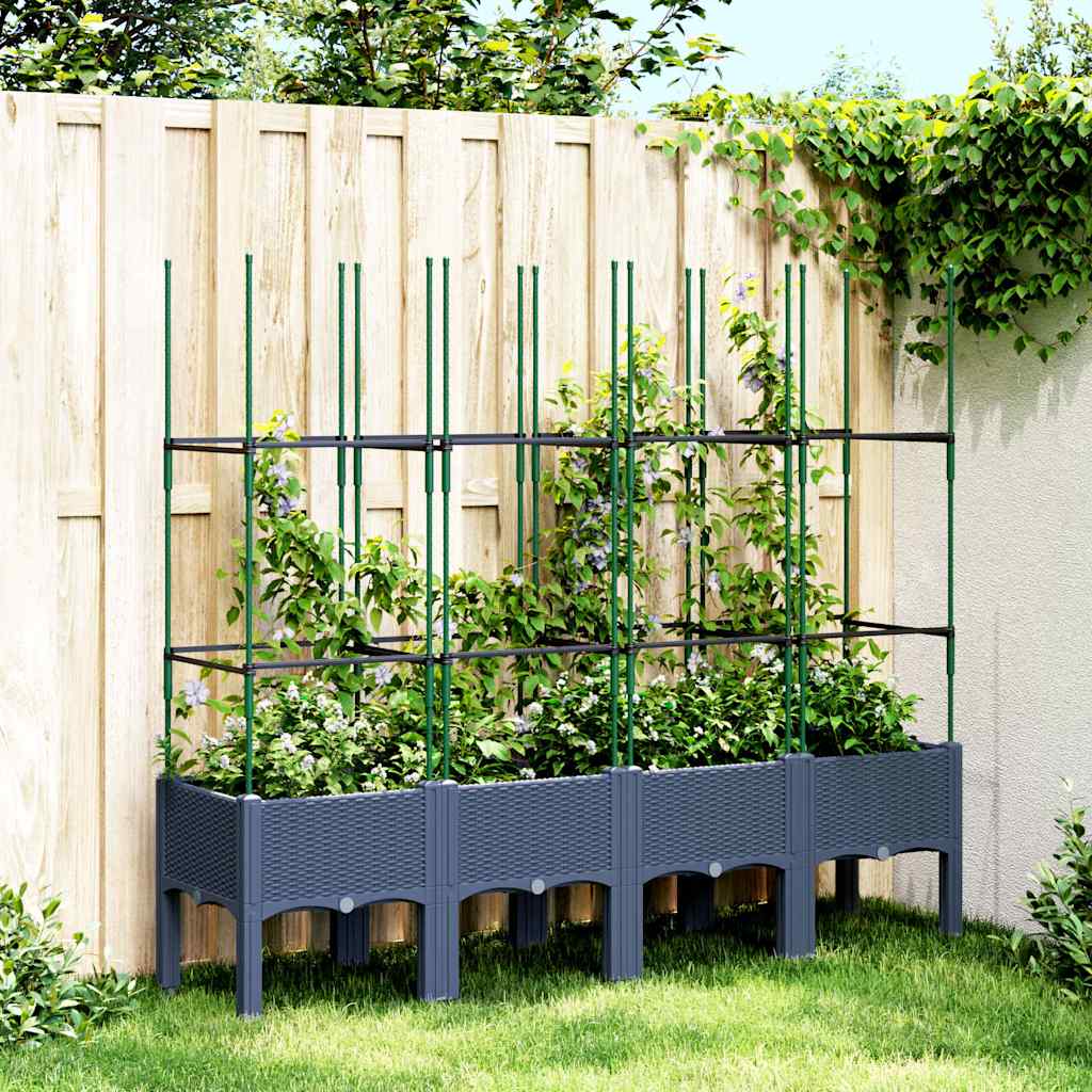 plantekasse med espalier 160x40x142,5 cm PP blågrå