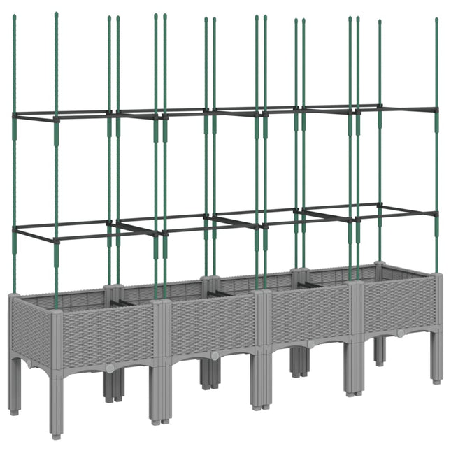 plantekasse med espalier 160x40x142,5 cm PP lysegrå