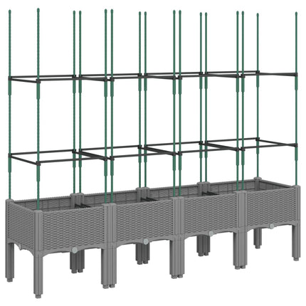 plantekasse med espalier 160x40x142,5 cm PP lysegrå
