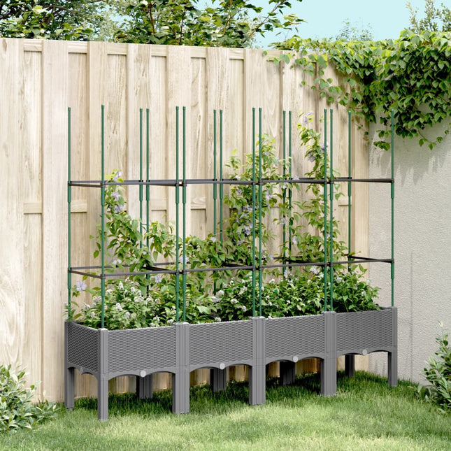 plantekasse med espalier 160x40x142,5 cm PP lysegrå
