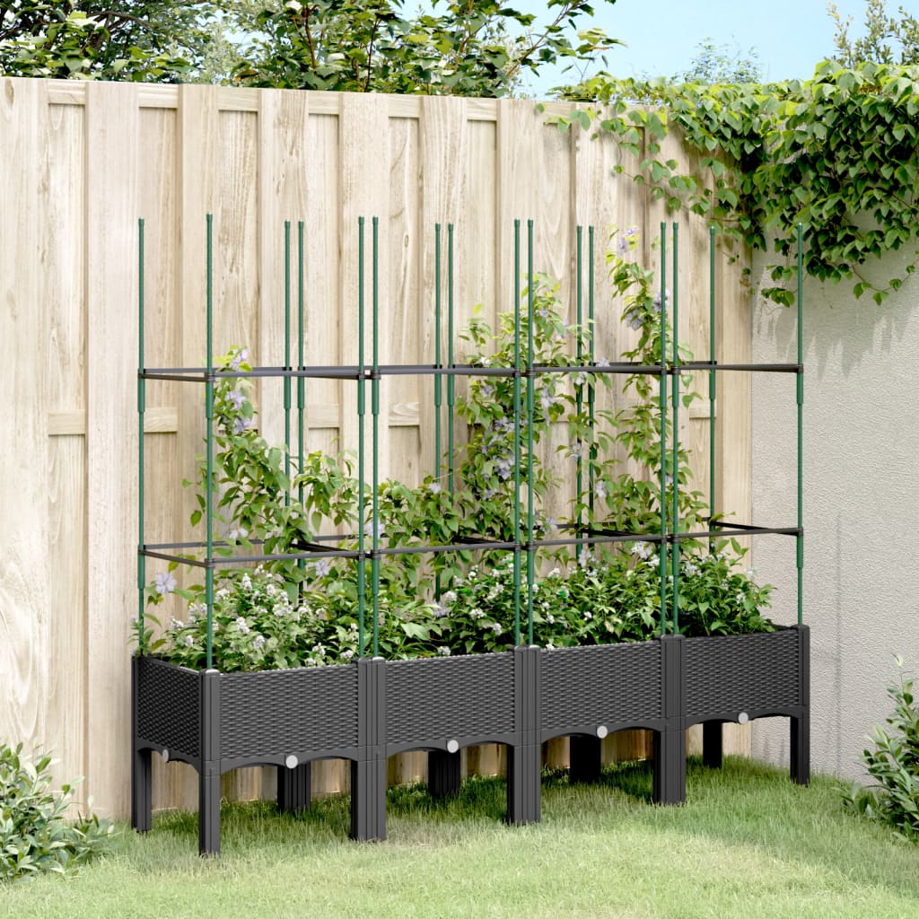 plantekasse med espalier 160x40x142,5 cm PP sort