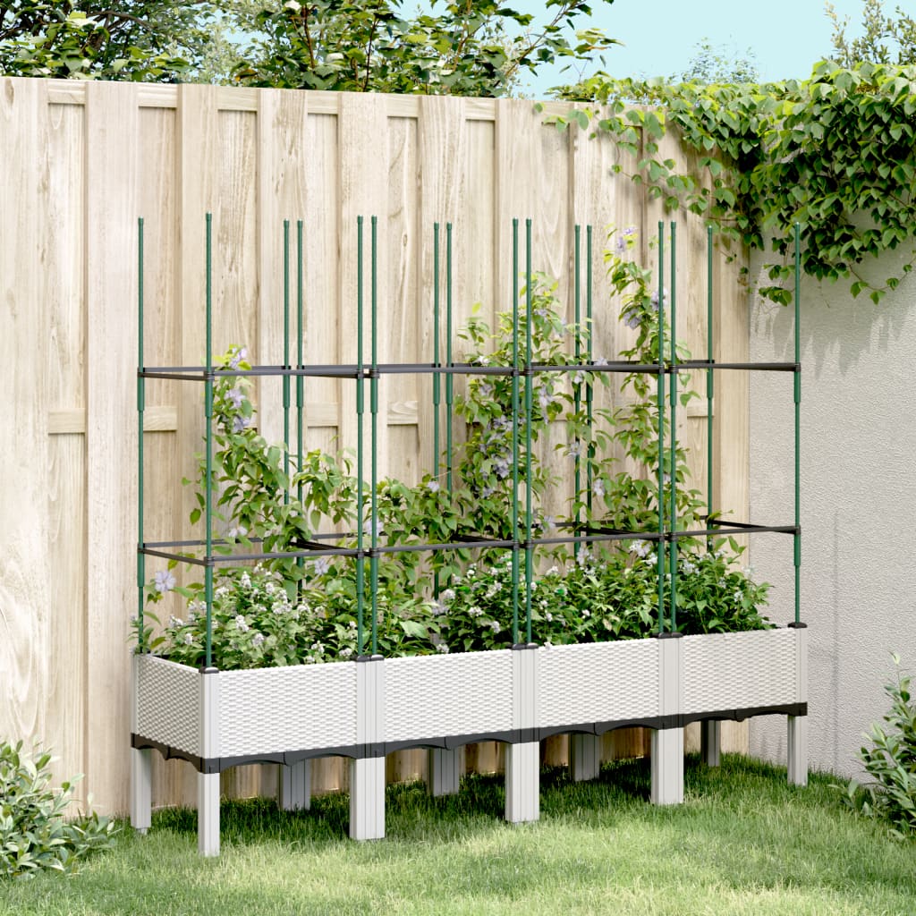 plantekasse med espalier 160x40x142,5 cm PP hvid