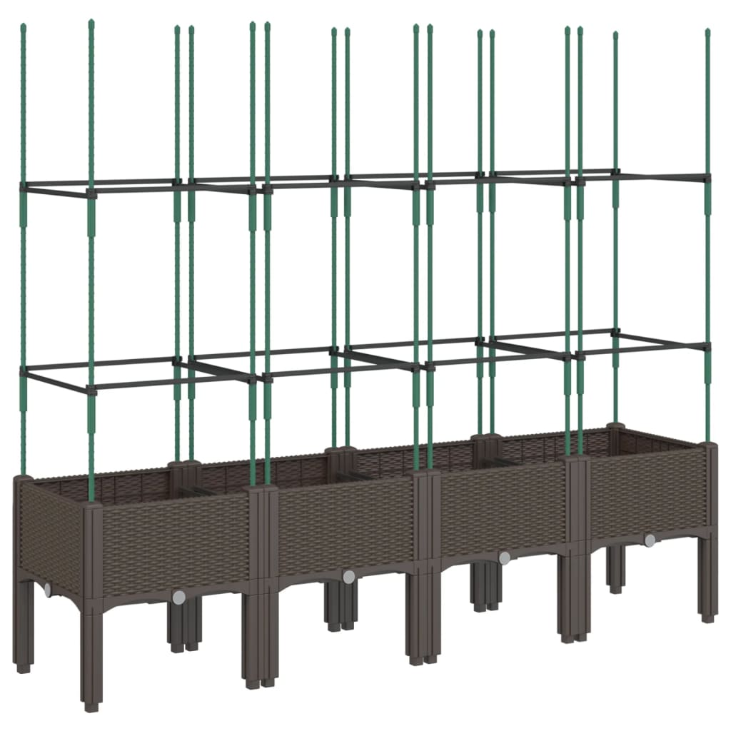 plantekasse med espalier 160x40x142,5 cm PP brun
