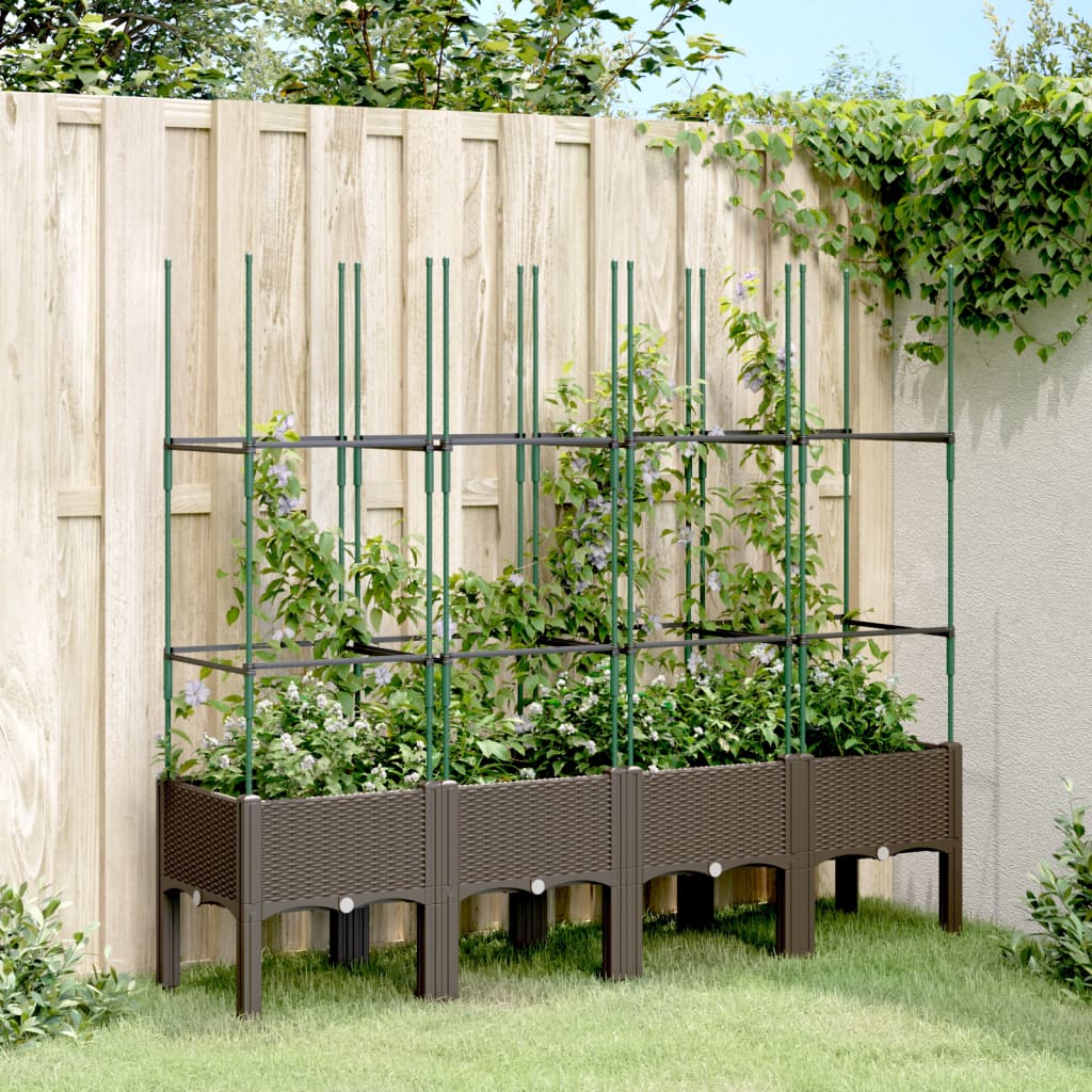 plantekasse med espalier 160x40x142,5 cm PP brun