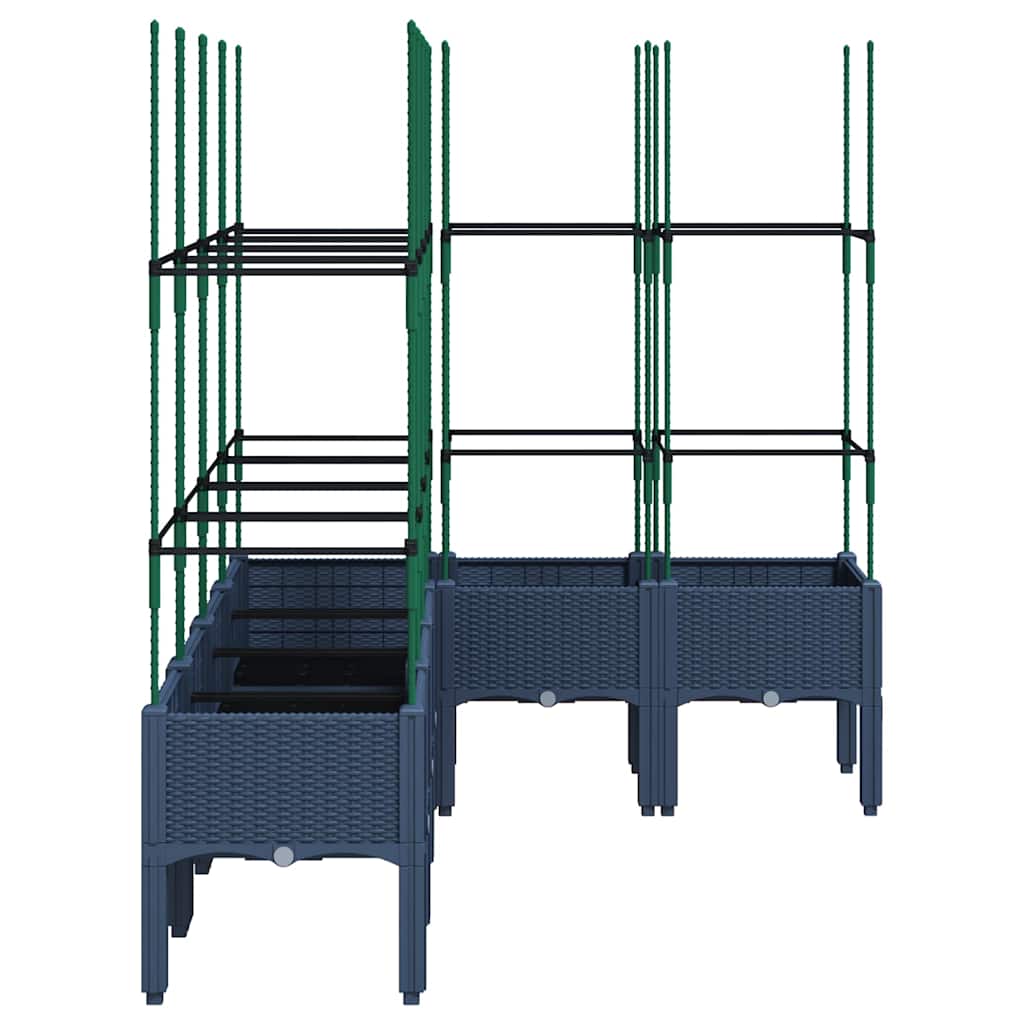 plantekasse med espalier 160x120x142,5 cm PP blågrå