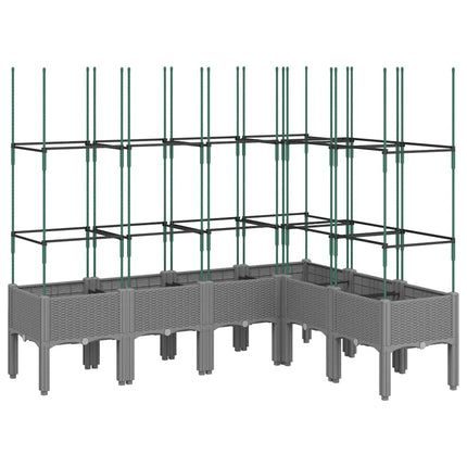 plantekasse med espalier 160x120x142,5 cm PP lysegrå