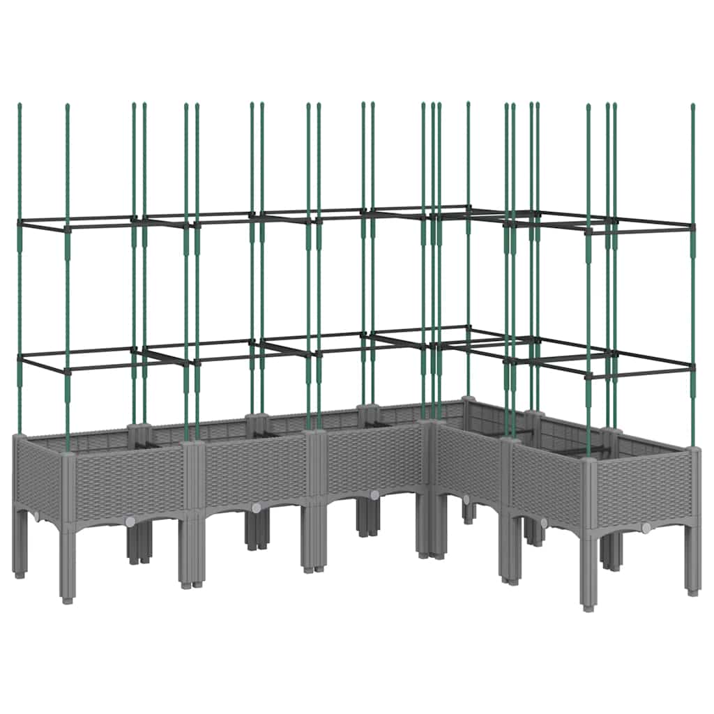 plantekasse med espalier 160x120x142,5 cm PP lysegrå