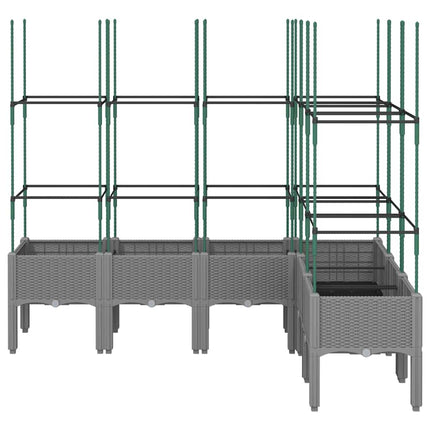 plantekasse med espalier 160x120x142,5 cm PP lysegrå