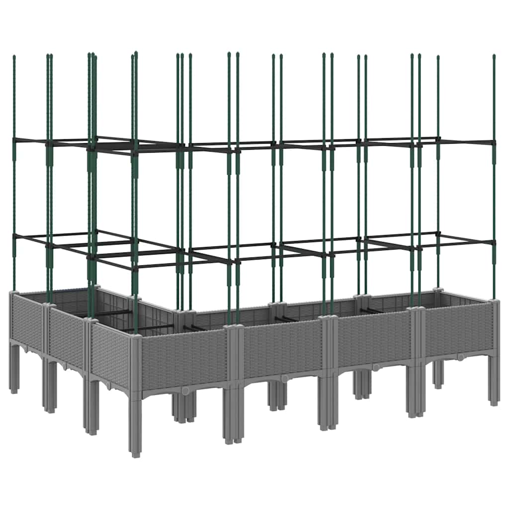 plantekasse med espalier 160x120x142,5 cm PP lysegrå