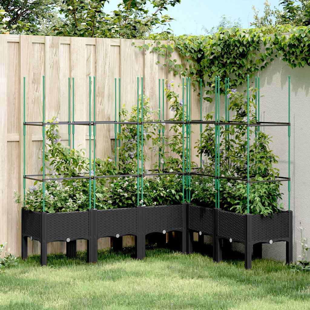 plantekasse med espalier 160x120x142,5 cm PP sort