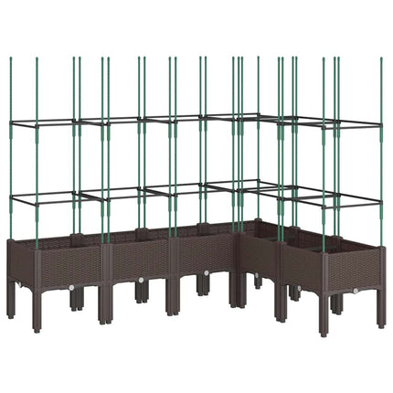 plantekasse med espalier 160x120x142,5 cm PP brun