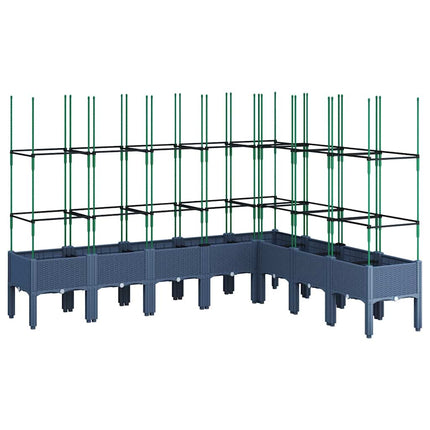 plantekasse med espalier 200x160x142,5 cm PP blågrå