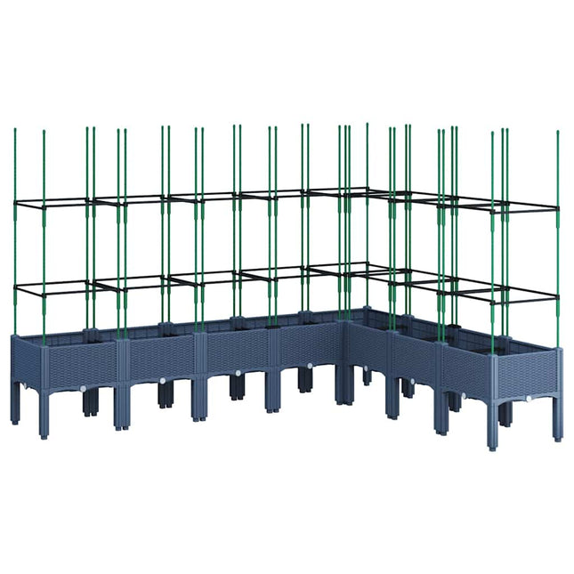 plantekasse med espalier 200x160x142,5 cm PP blågrå