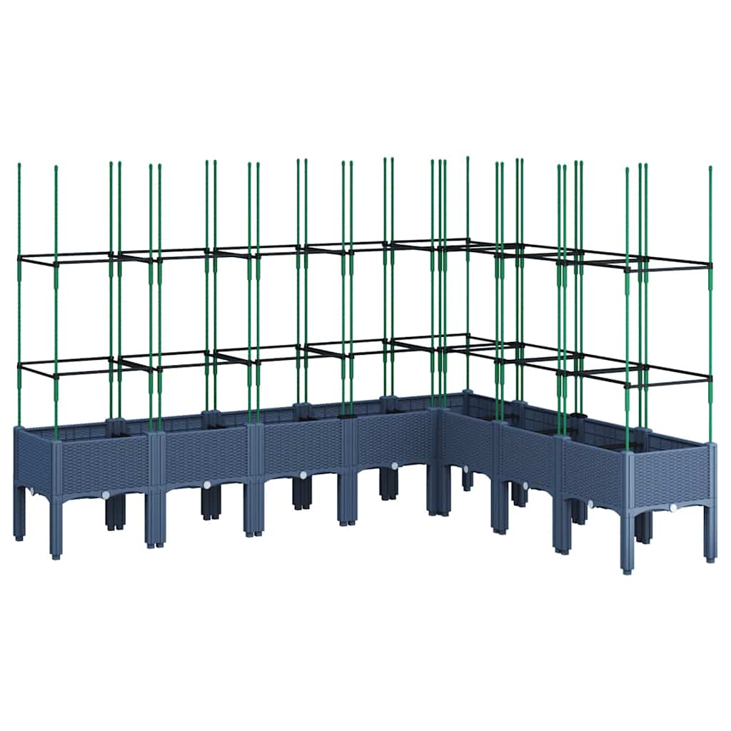 plantekasse med espalier 200x160x142,5 cm PP blågrå