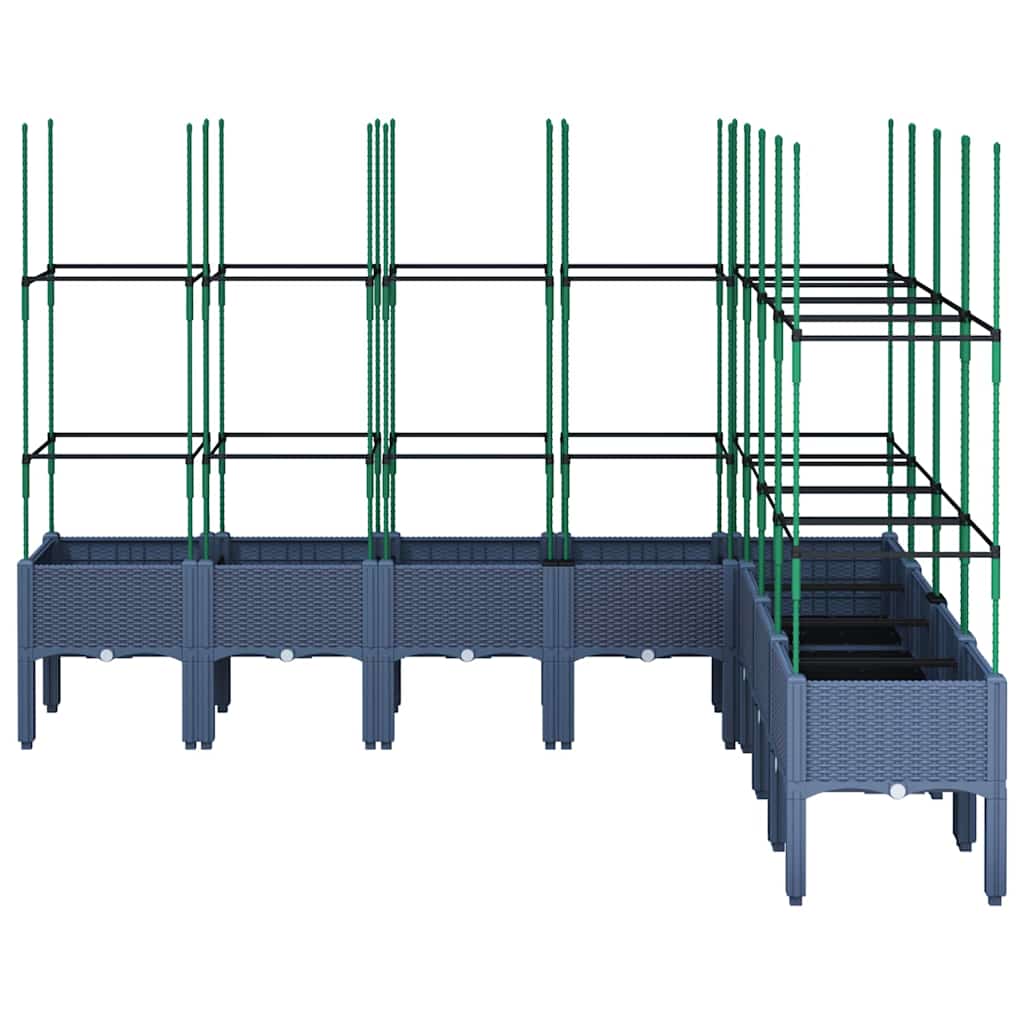 plantekasse med espalier 200x160x142,5 cm PP blågrå