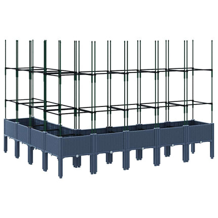 plantekasse med espalier 200x160x142,5 cm PP blågrå