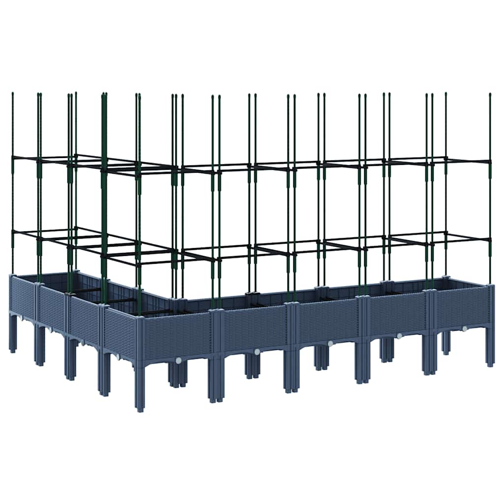 plantekasse med espalier 200x160x142,5 cm PP blågrå