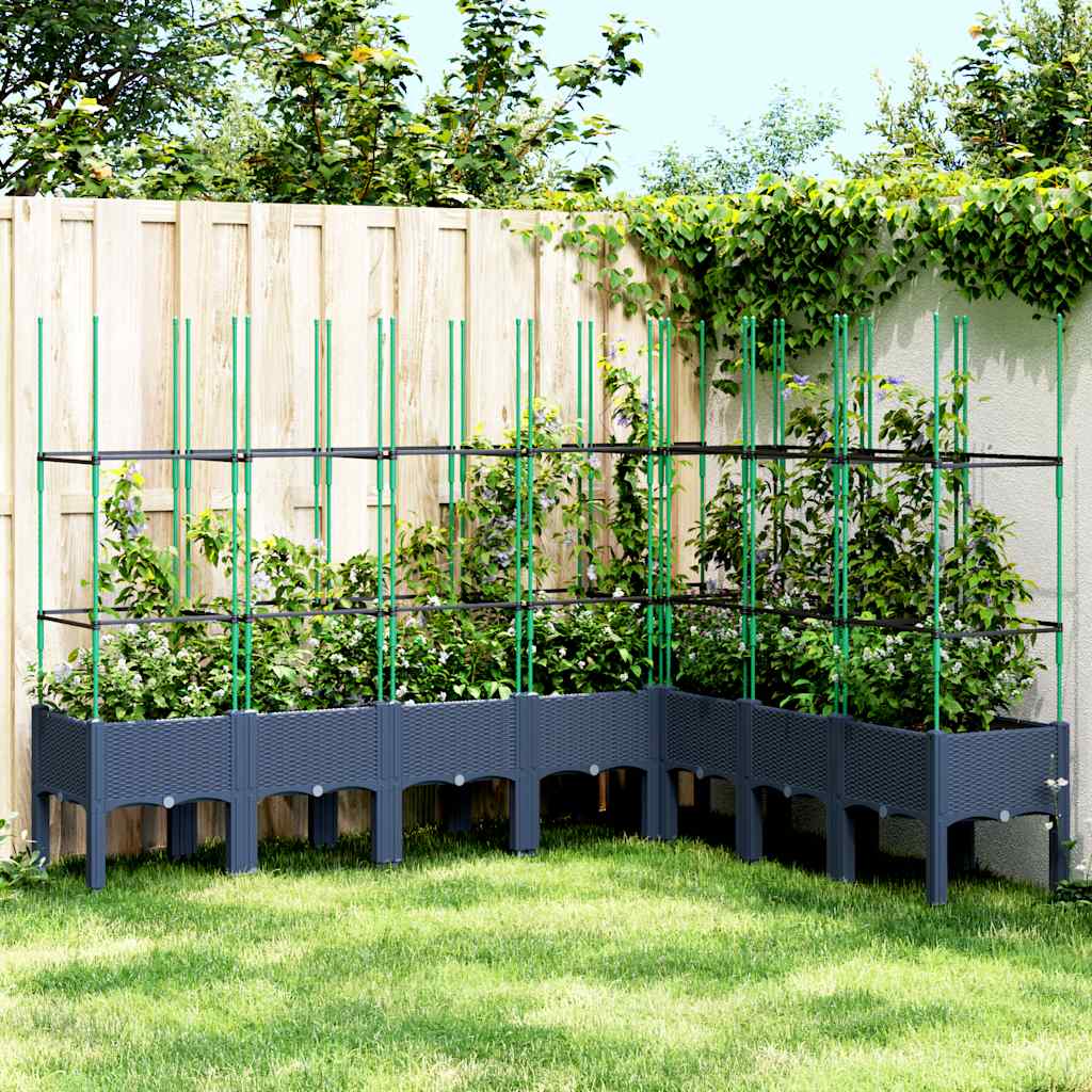 plantekasse med espalier 200x160x142,5 cm PP blågrå