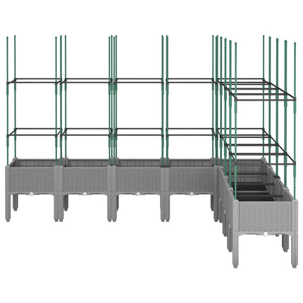 plantekasse med espalier 200x160x142,5 cm PP lysegrå