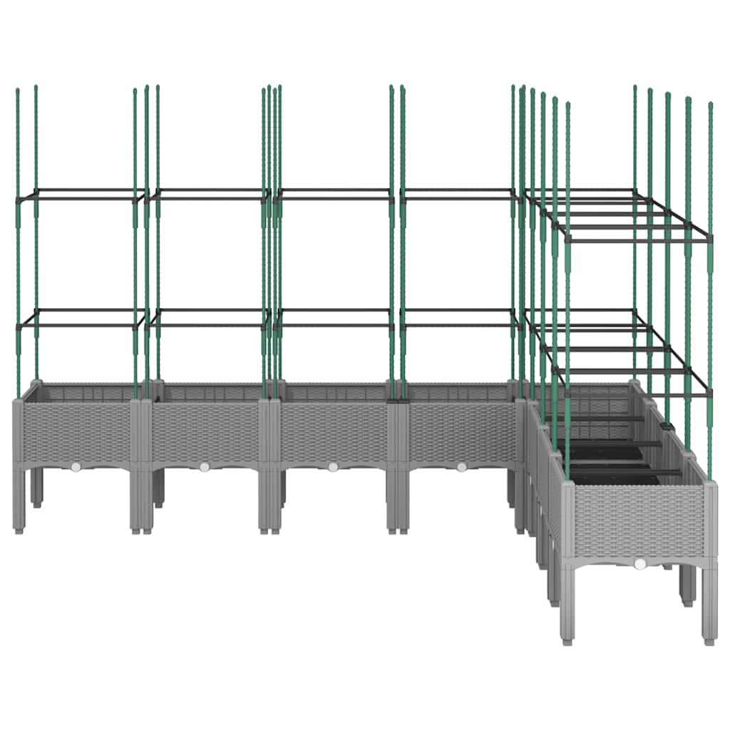 plantekasse med espalier 200x160x142,5 cm PP lysegrå