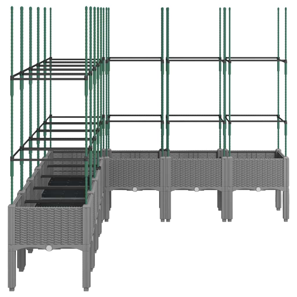 plantekasse med espalier 200x160x142,5 cm PP lysegrå