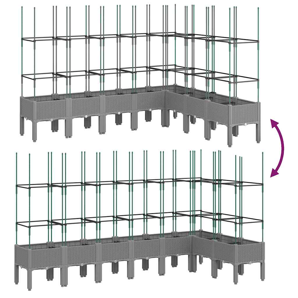 plantekasse med espalier 200x160x142,5 cm PP lysegrå