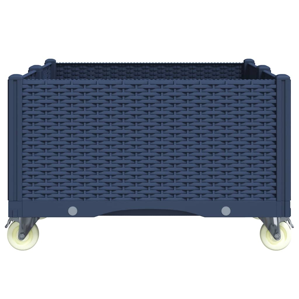 plantekasse med hjul 100x80x54 cm PP blågrå