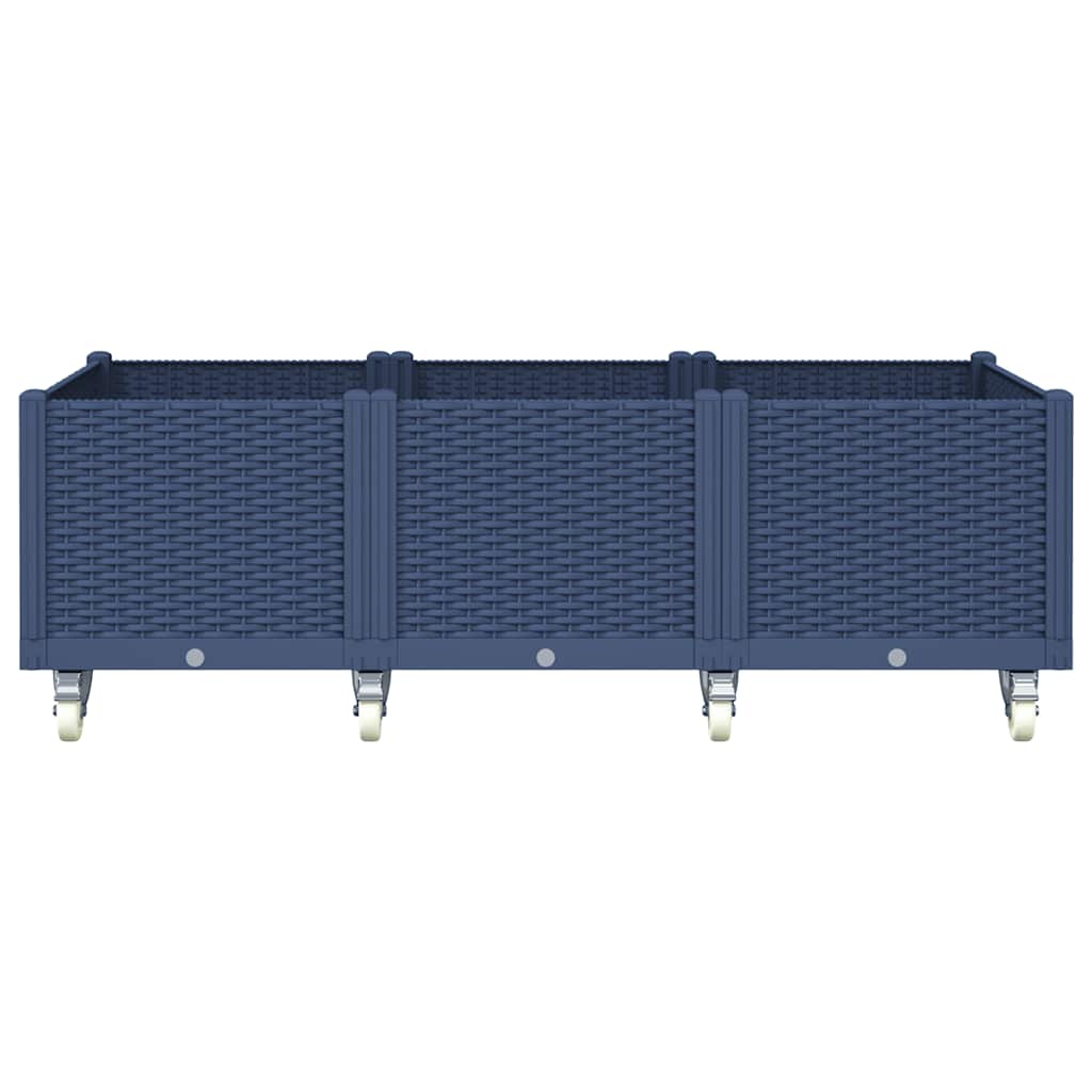 plantekasse med hjul 150x80x54 cm PP blågrå