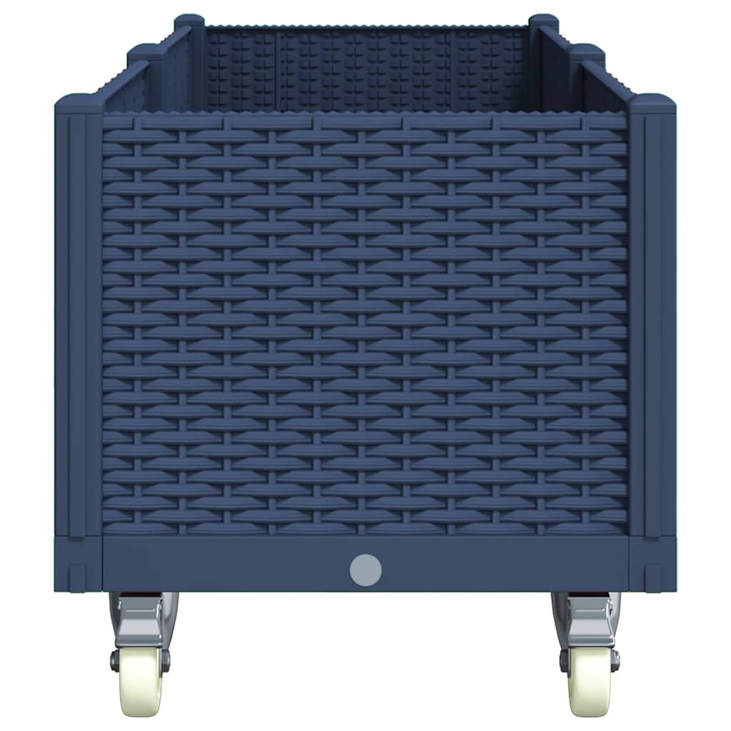 plantekasse med hjul 160x50x54 cm PP blågrå