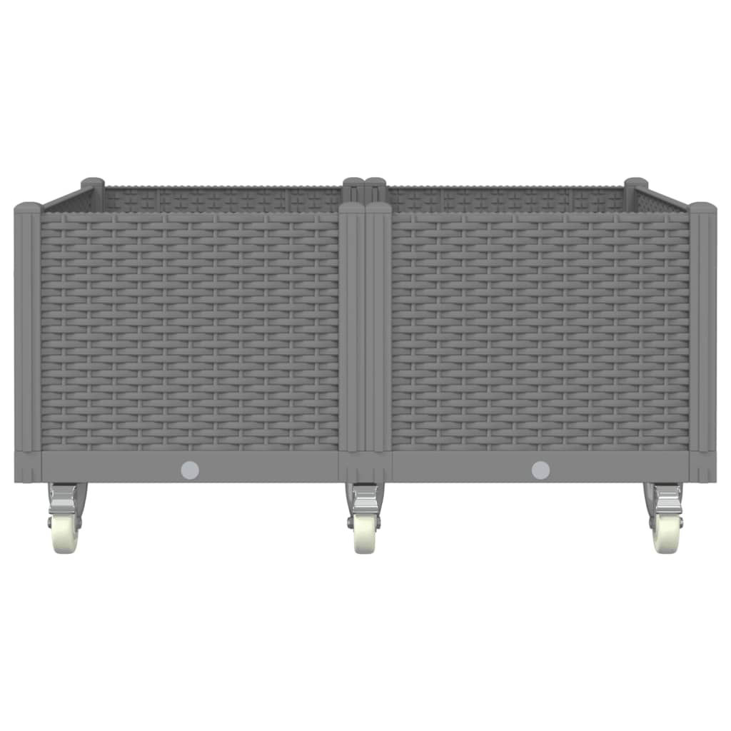 plantekasse med hjul 100x80x54 cm PP lysegrå