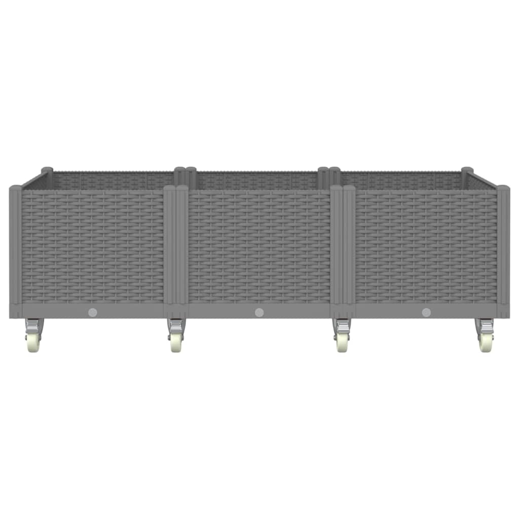 plantekasse med hjul 150x80x54 cm PP lysegrå