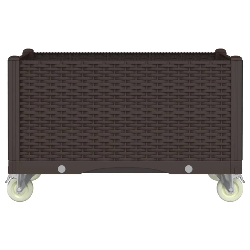plantekasse med hjul 80x50x54 cm PP brun