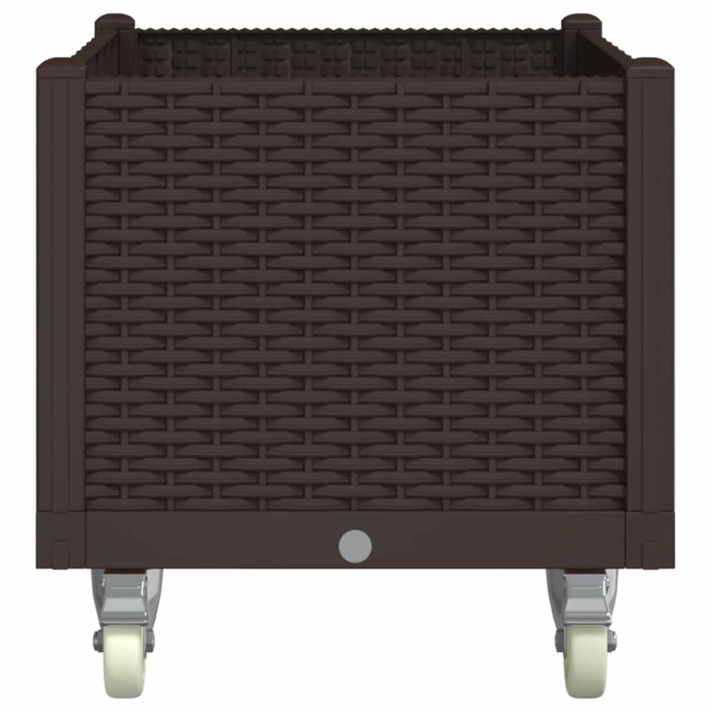 plantekasse med hjul 80x50x54 cm PP brun