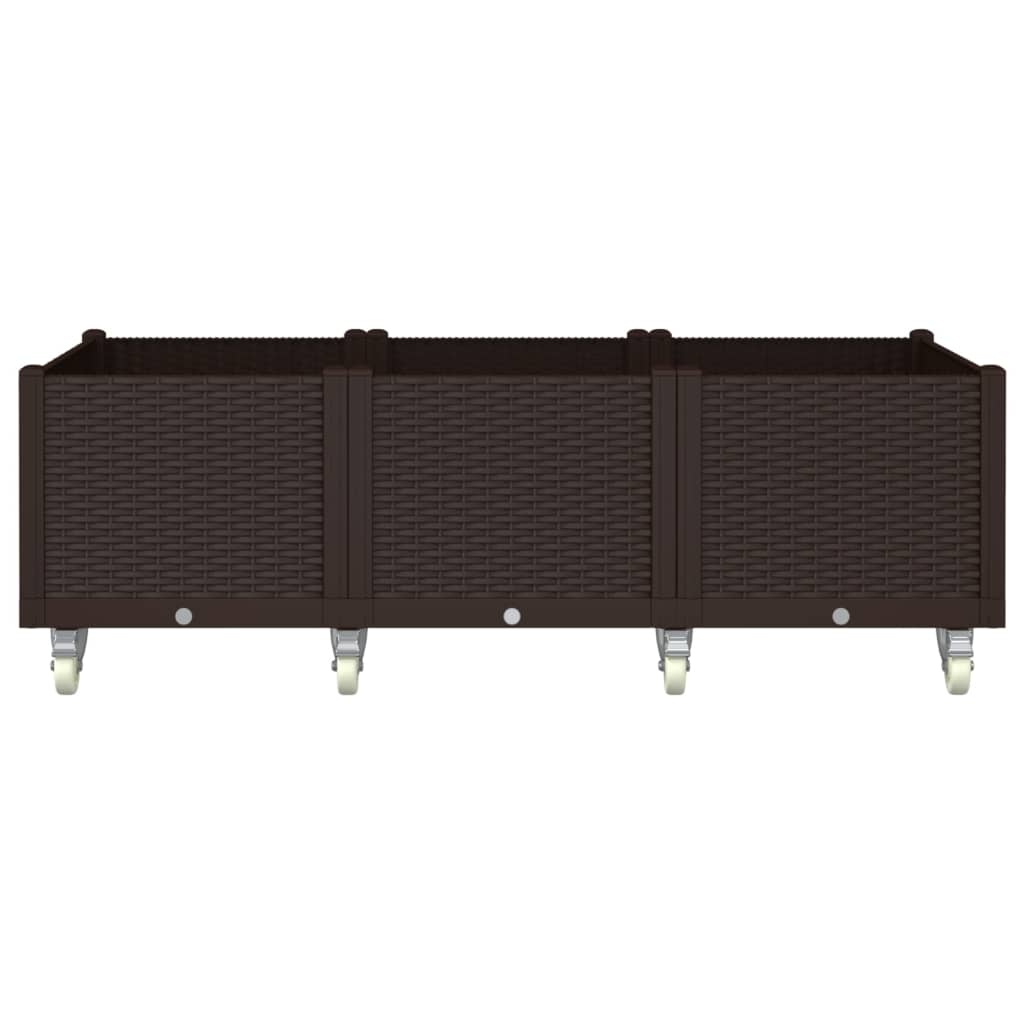 plantekasse med hjul 150x80x54 cm PP brun