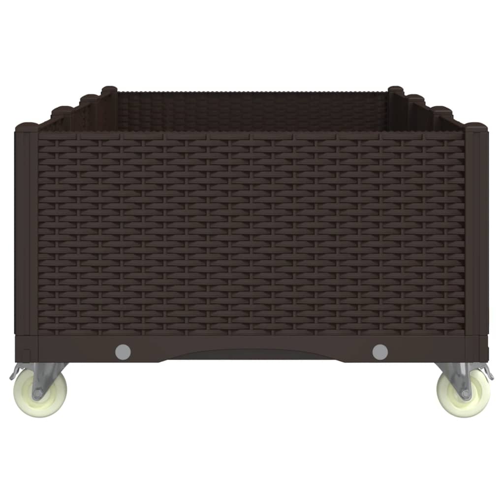 plantekasse med hjul 150x80x54 cm PP brun