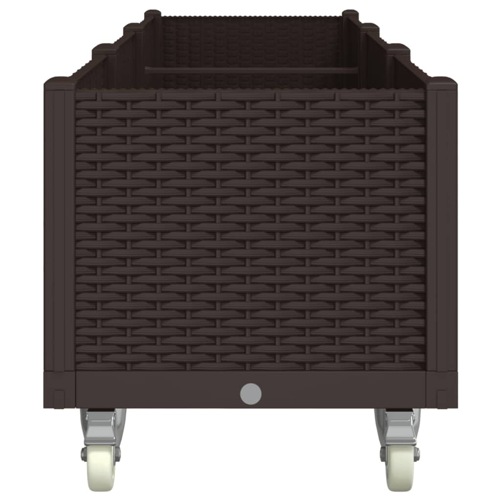 plantekasse med hjul 240x50x54 cm PP brun