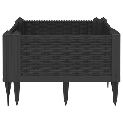 plantekasse med spyd 42,5x42,5x28,5 cm PP sort
