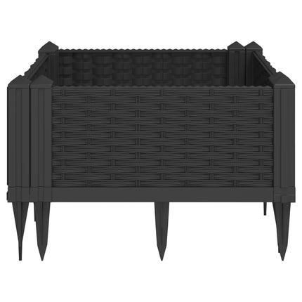 plantekasse med spyd 42,5x42,5x28,5 cm PP sort
