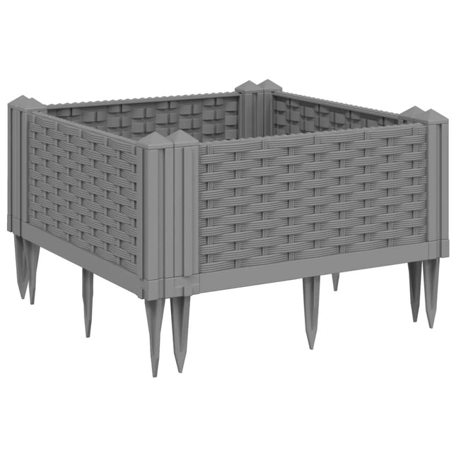plantekasse med spyd 42,5x42,5x28,5 cm PP lysegrå