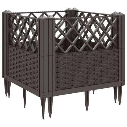 plantekasse med spyd 43,5x43,5x43,5 cm PP brun